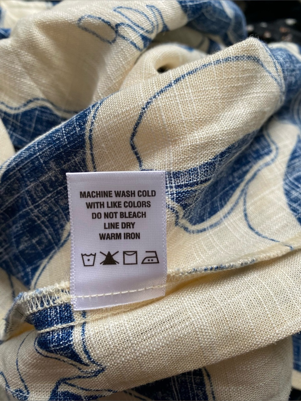 MSK Cream Maxi Dress with Blue Leaf Print and Front Tie Size Medium - Picture 12 of 14